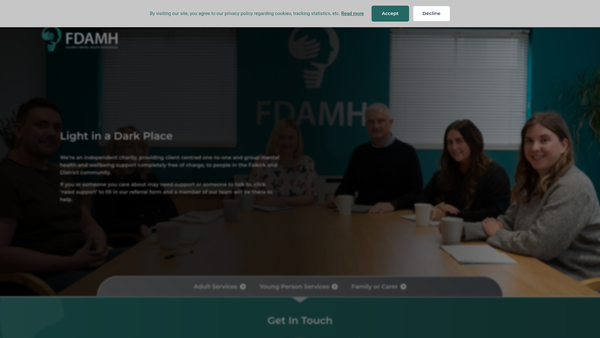 Screenshot of the Falkirk & District Association For Mental Health website