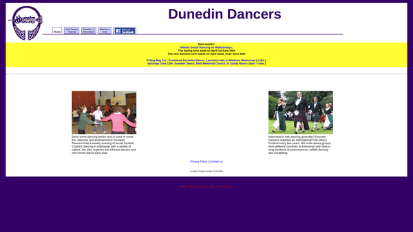 Screenshot of the Dunedin Dancers website
