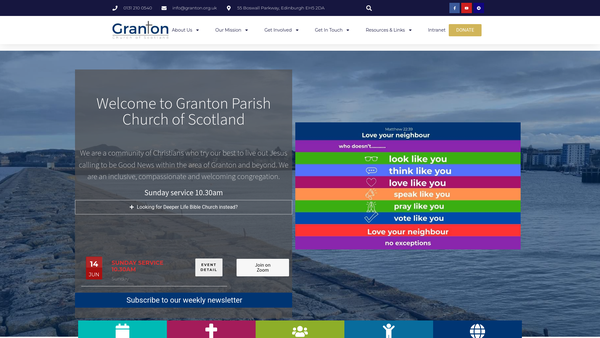 Screenshot of the Granton Parish Church of Scotland, Edinburgh website