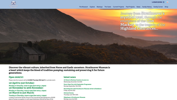 Screenshot of the Strathnaver Museum website