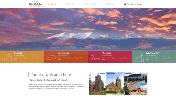 Screenshot of the Isle of Arran Church of Scotland website