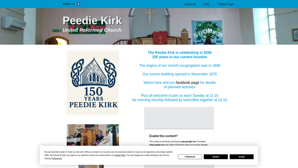 Screenshot of the Peedie Kirk United Reformed Church - Kirkwall website
