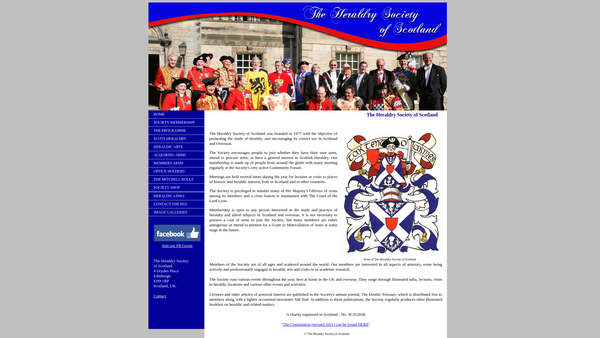 Screenshot of the Heraldry Society Of Scotland website