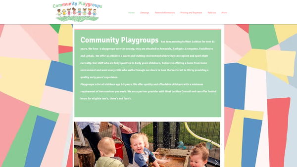 Screenshot of the Community Playgroups SCIO website