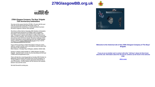 Screenshot of the 278th Glasgow Boys Brigade Company website
