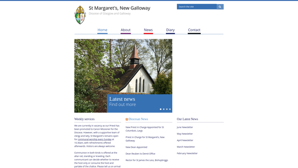 Screenshot of the St Margarets Episcopal Church: New Galloway website