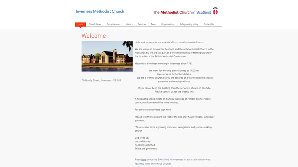Screenshot of the Inverness Methodist Church website