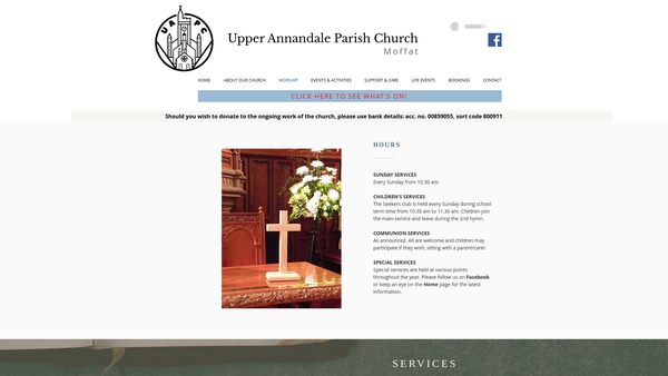 Screenshot of the Upper Annandale Parish Church of Scotland website
