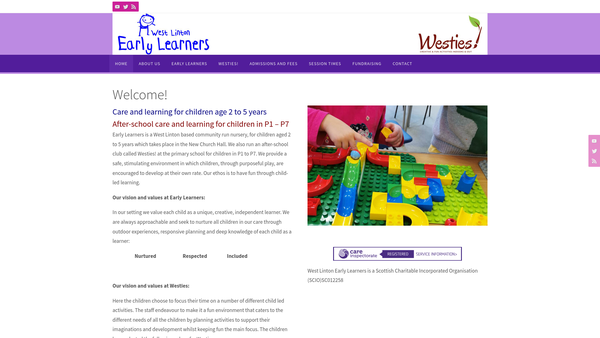 Screenshot of the West Linton Early Learners website