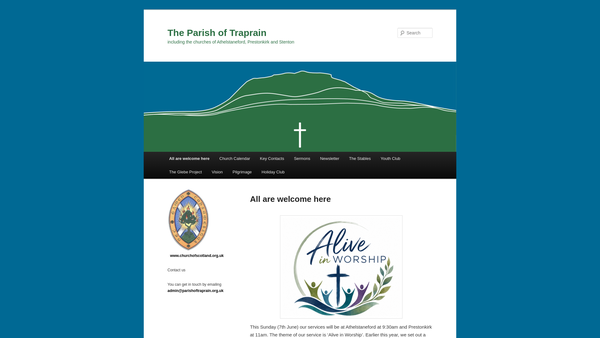 Screenshot of the Traprain Parish Church (Church of Scotland) website