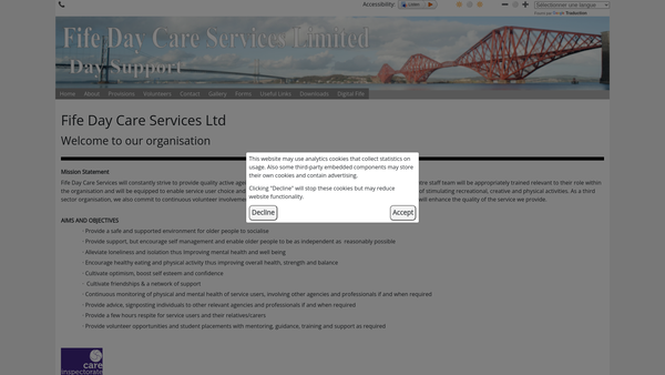 Screenshot of the Fife Day Care Services Ltd website