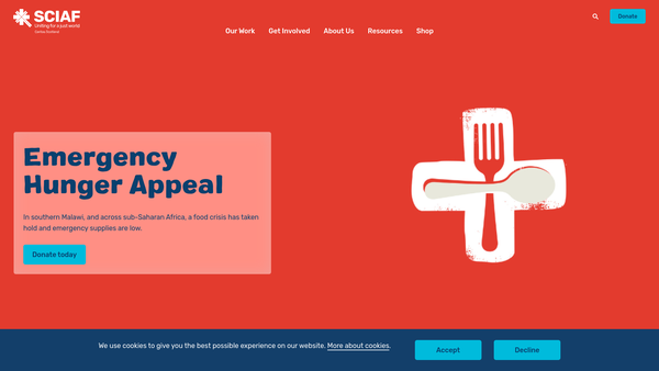 Screenshot of the Scottish Catholic International Aid Fund - SCIAF website
