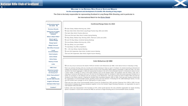Screenshot of the National Rifle Club Of Scotland website