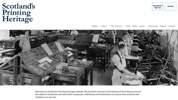 Screenshot of the Scottish Printing Archival Trust website