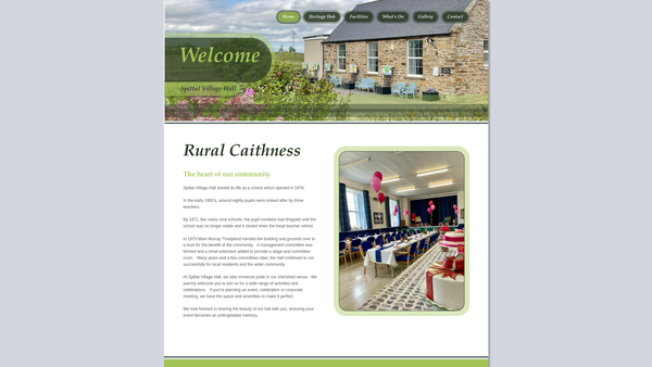 Screenshot of the Spittal Village Hall website