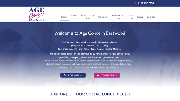 Screenshot of the Age Concern Eastwood website