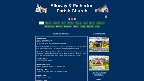 Screenshot of the Alloway and Fisherton Parish Church of Scotland website