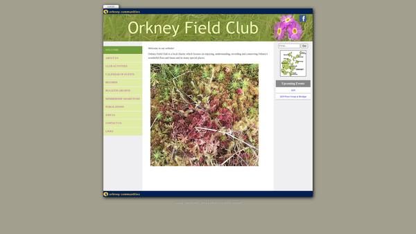 Screenshot of the Orkney Field Club (SCIO) website