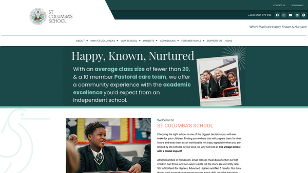 Screenshot of the St Columba's School Ltd website