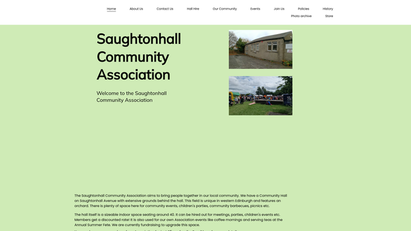 Screenshot of the The Saughtonhall Community Association website