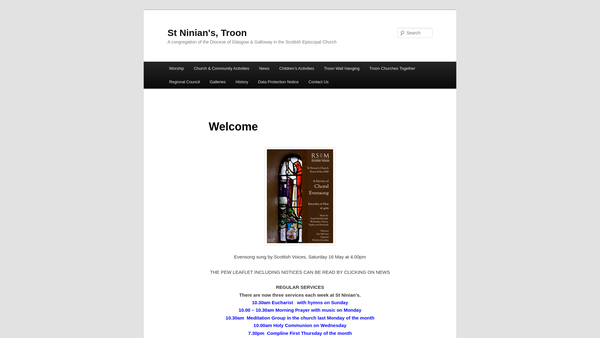 Screenshot of the St Ninians Episcopal Church: Troon website