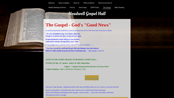 Screenshot of the Headwell Gospel Hall Assembly of Christians website