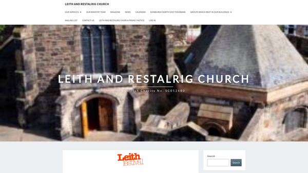Screenshot of the Edinburgh: Leith and Restalrig Church of Scotland website