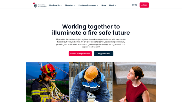 Screenshot of the Institution Of Fire Engineers website