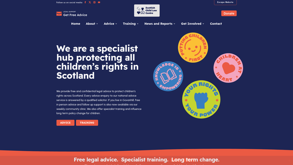 Screenshot of the Scottish Child Law Centre website