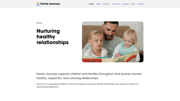 Screenshot of the Family Journeys website