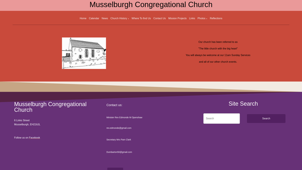 Screenshot of the Musselburgh Congregational Church website