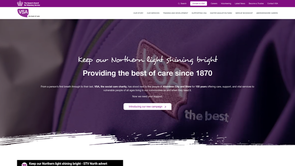 Screenshot of the Aberdeen Association of Social Service website