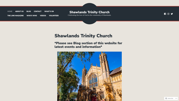 Screenshot of the Shawlands Trinity Church of Scotland, Glasgow website