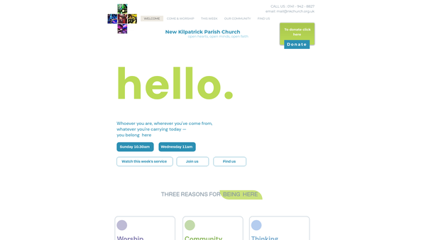 Screenshot of the New Kilpatrick Parish Church of Scotland website