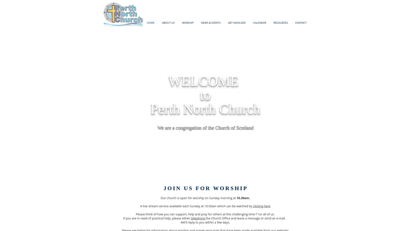 Screenshot of the Perth North, Church of Scotland website