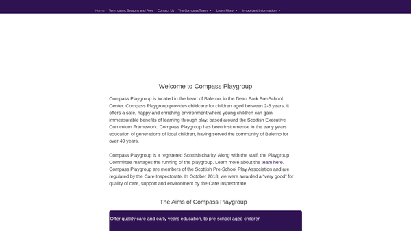Screenshot of the Compass Playgroup website