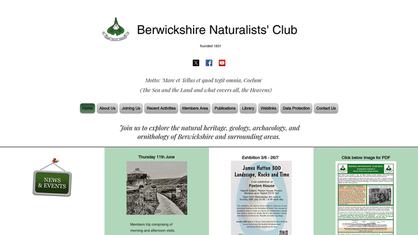 Screenshot of the Berwickshire Naturalists Club website