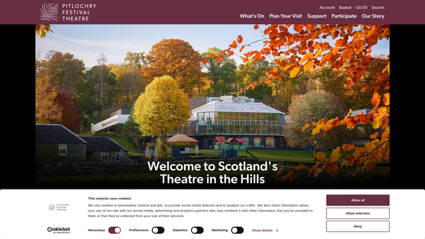 Screenshot of the Pitlochry Festival Theatre website