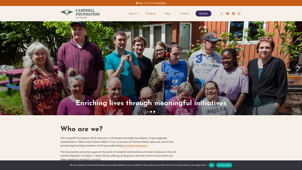 Screenshot of the The Camphill Foundation website