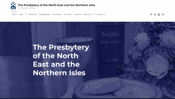 Screenshot of the The Presbytery of the North East and the Northern Isles Church of Scotland website