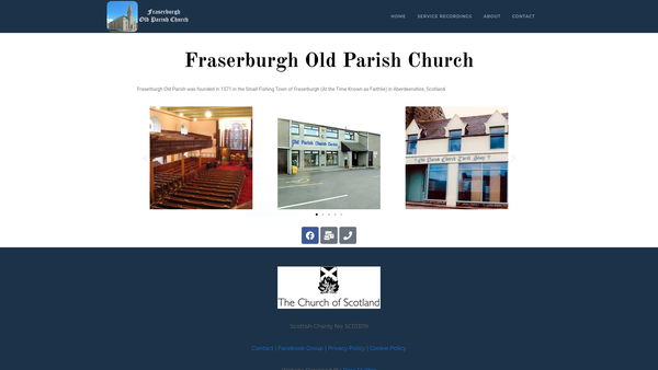 Screenshot of the Fraserburgh and District Parish Church of Scotland website