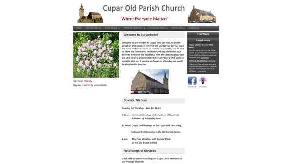 Screenshot of the Cupar Old & St Michael of Tarvit Parish Church (of Scotland) website