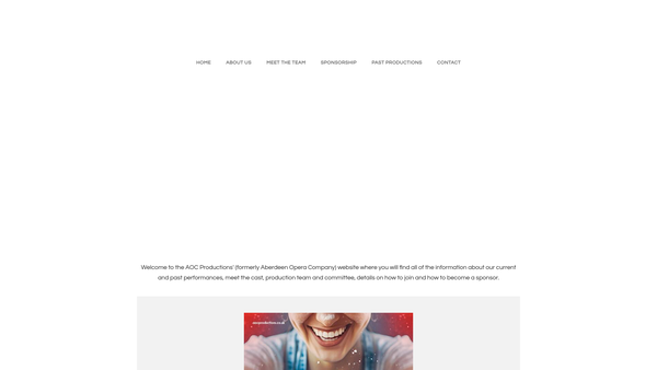 Screenshot of the AOC Productions website