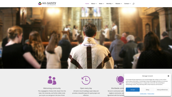 Screenshot of the All Saints Episcopal Church website
