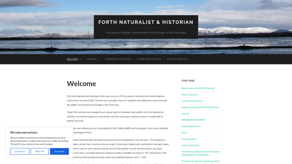 Screenshot of the The Forth Naturalist and Historian website