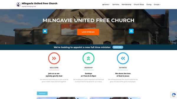 Screenshot of the Milngavie United Free Church website