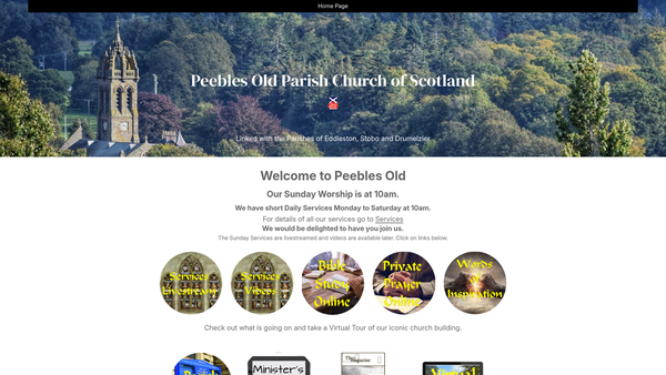 Screenshot of the Peebles Old Parish Church Of Scotland website