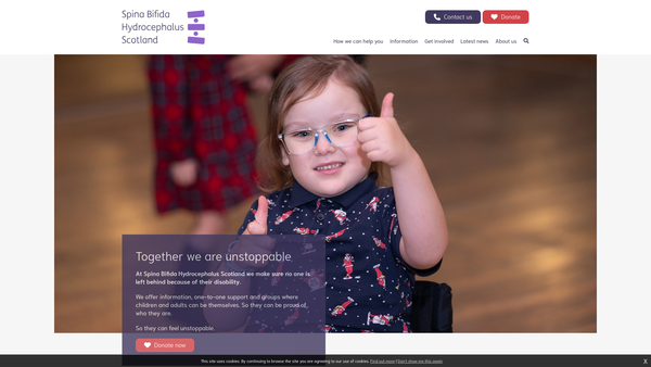 Screenshot of the Scottish Spina Bifida Association website