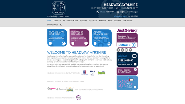 Screenshot of the Headway Ayrshire website