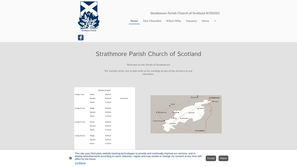 Screenshot of the Strathmore Parish Church of Scotland website